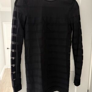 Wolford Black Sheer Stripe Long Sleeve Shirt